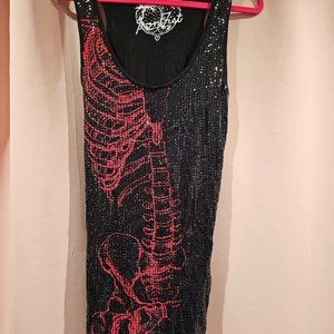 Half skeleton sequined tank top